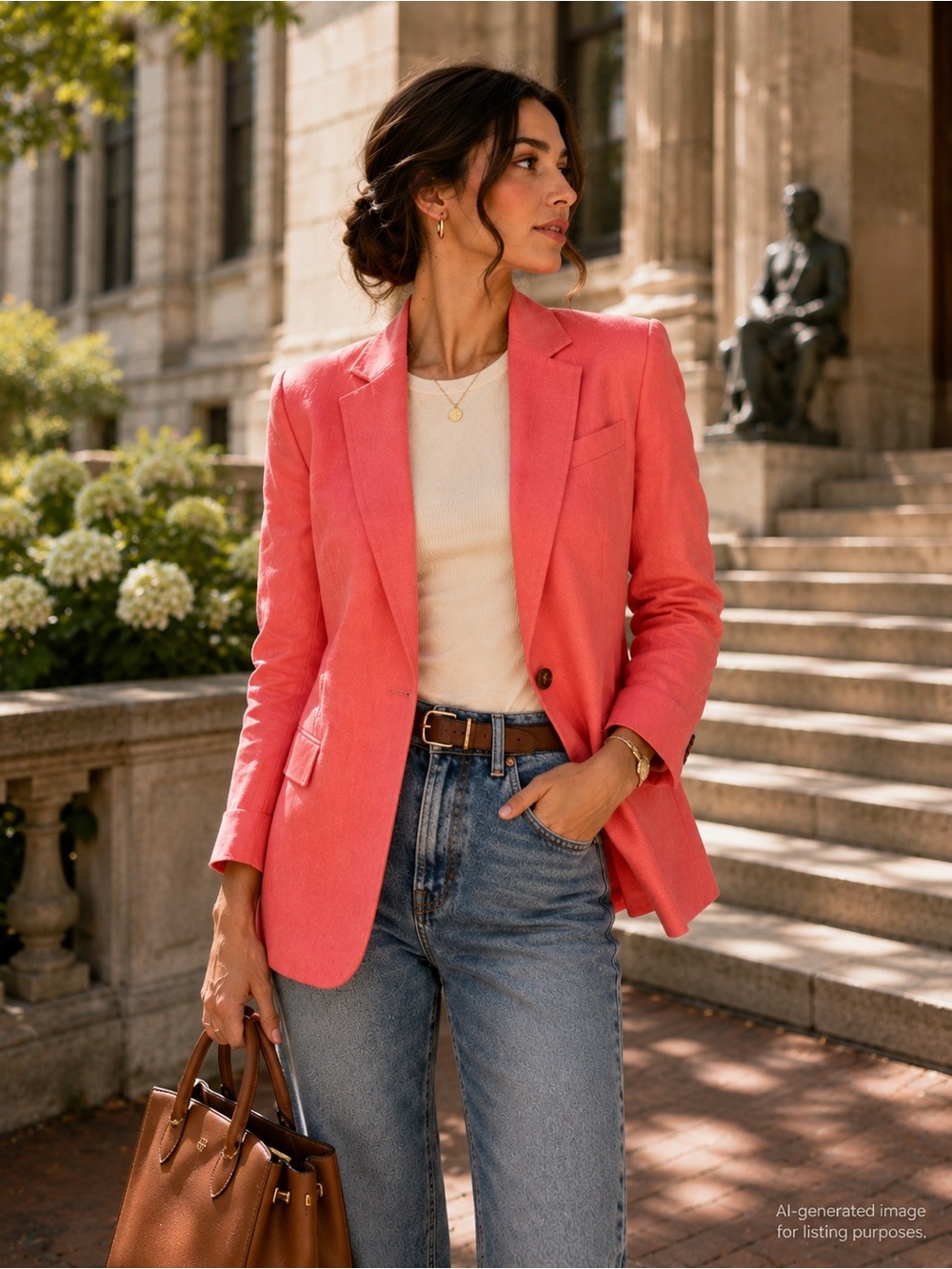 A.L.C. Donovan NWT Coral Linen Blend Relaxed Blazer Dark Grapefruit Size 0 ALC